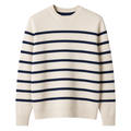 Premium Striped Cotton Knit Sweater – Ivory & Navy | Aphinkan