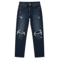 Distressed Straight Fit Denim Jeans – Dark Indigo | Aphinkan