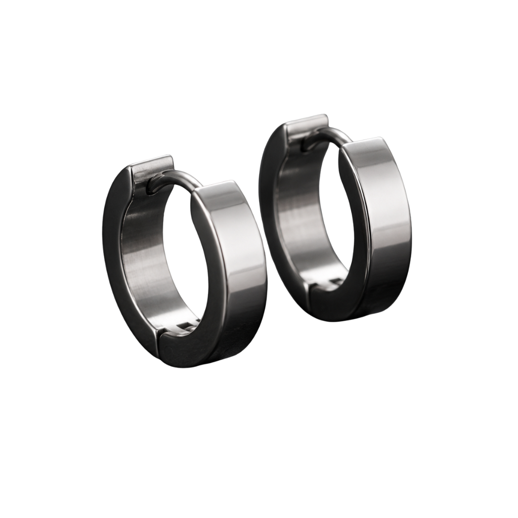 Polished Stainless Steel Huggie Earrings – Silver | Aphinkan