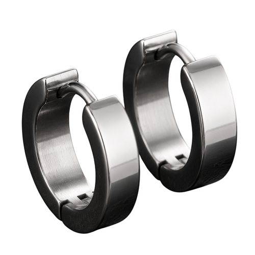 Polished Stainless Steel Huggie Earrings – Silver | Aphinkan