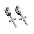 Stainless Steel Cross Drop Earrings – Silver | Aphinkan