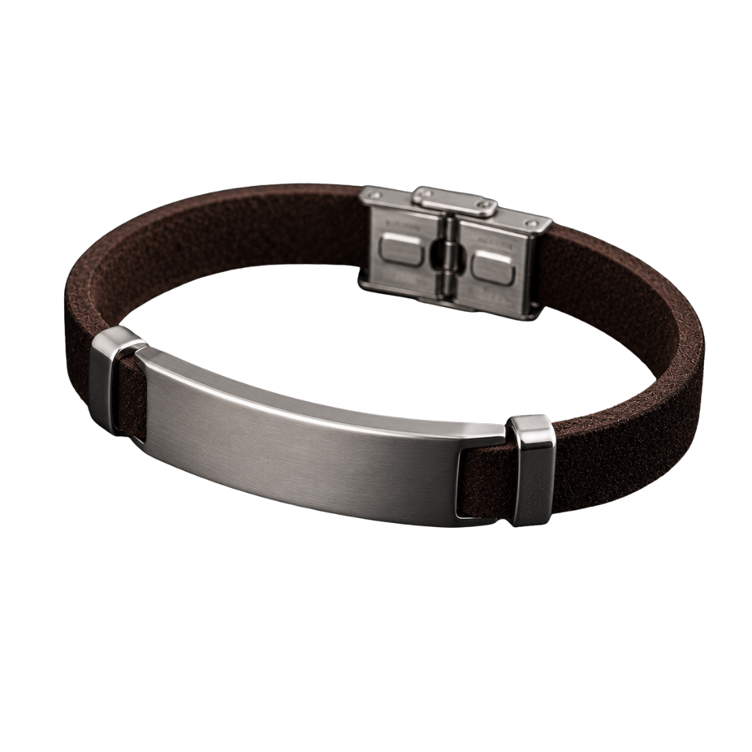 Stainless Steel & Suede Bracelet – Dark Brown | Aphinkan