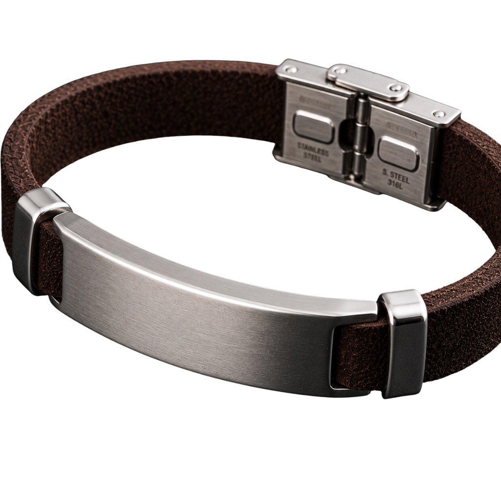 Stainless Steel & Suede Bracelet – Dark Brown | Aphinkan