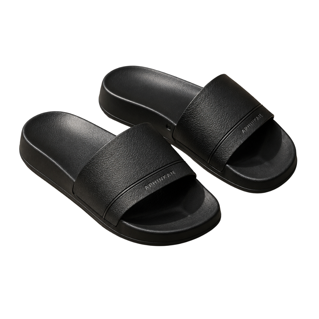 Premium Contoured Slide Sandals – Black | Aphinkan