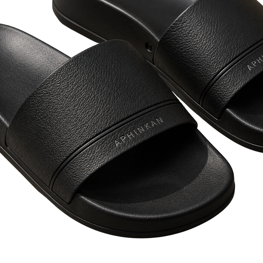 Premium Contoured Slide Sandals – Black | Aphinkan
